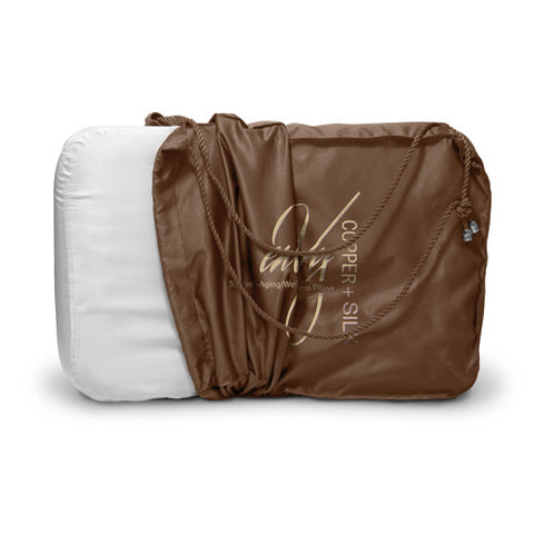 enVy COPPER+SILK pillow, enVy pillow, neck support pillow, anti-aging pillow, antiaging pillow, neck support pillow, chiropractic pillow, side sleeper, anti-wrinkle pillow, silk pillowcase, antimicrobial pillow, antiviral pillow